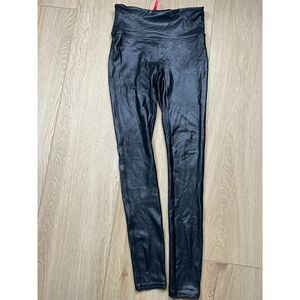 Spanx Black Faux Leather Leggings, SP Edgy, goth, grunge